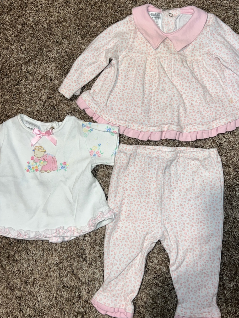 Vintage 90’s Baby Girl Pink Floral Bundle Carter’s 3/6 Months